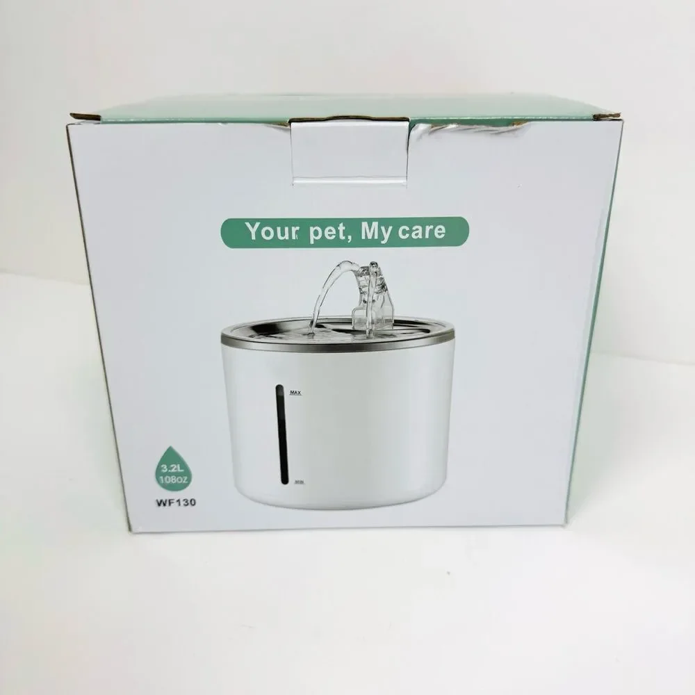 Pet Fountain with Stainless Steel Tray, Automatic Dog / Cat Water Bowl Fountain
